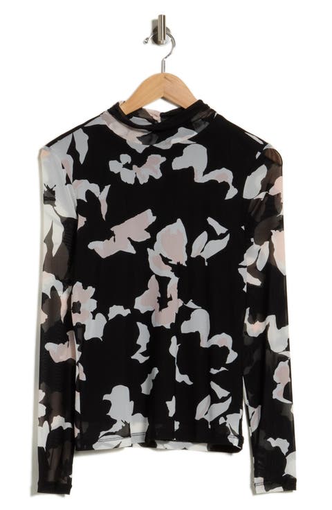 Everyday Mock Neck Long Sleeve Mesh Top