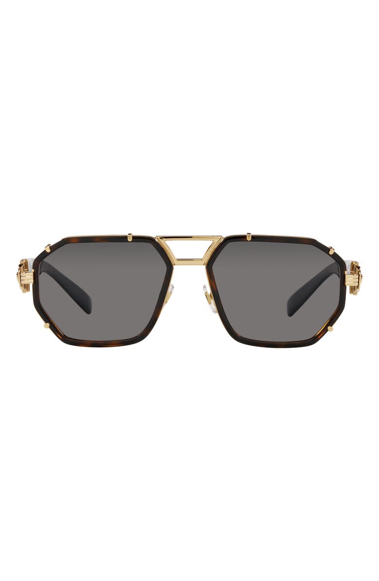 Versace 58mm Irregular Sunglasses, Main, color, Havana