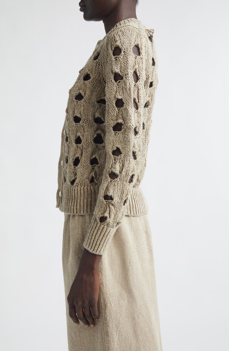 Comme des Garçons Hemp Open Stitch Cardigan, Alternate, color, Ecru