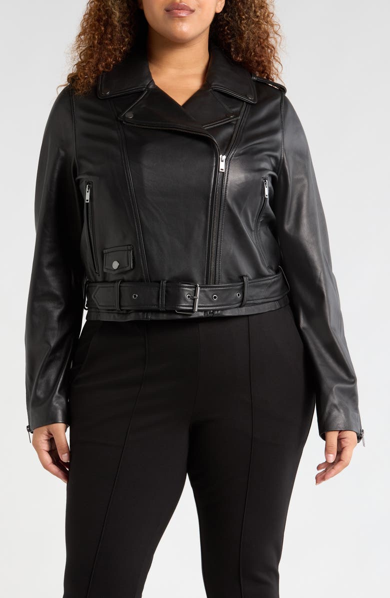 Universal Standard Leeron Leather Moto Jacket, Alternate, color, 