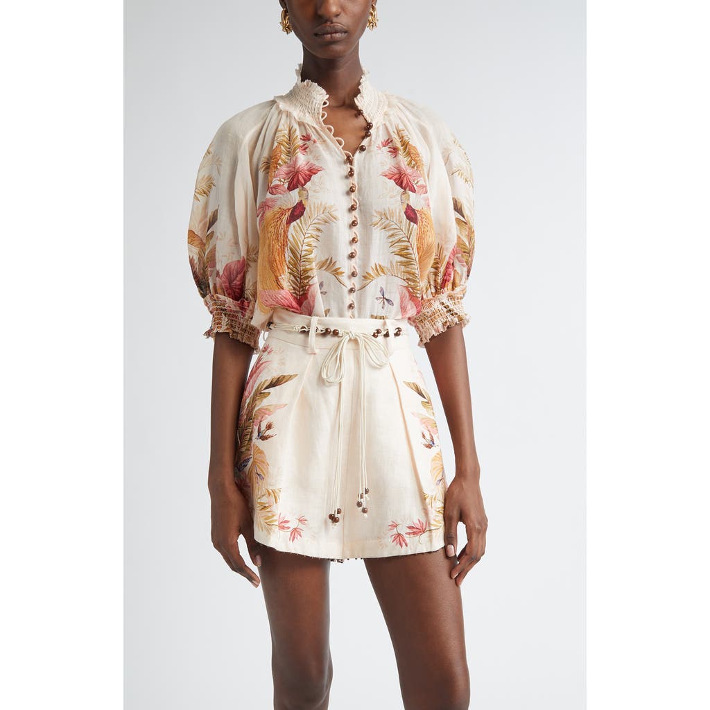 Zimmermann Ascension Billow Puff Sleeve Top in Cream Palm Floral  product
