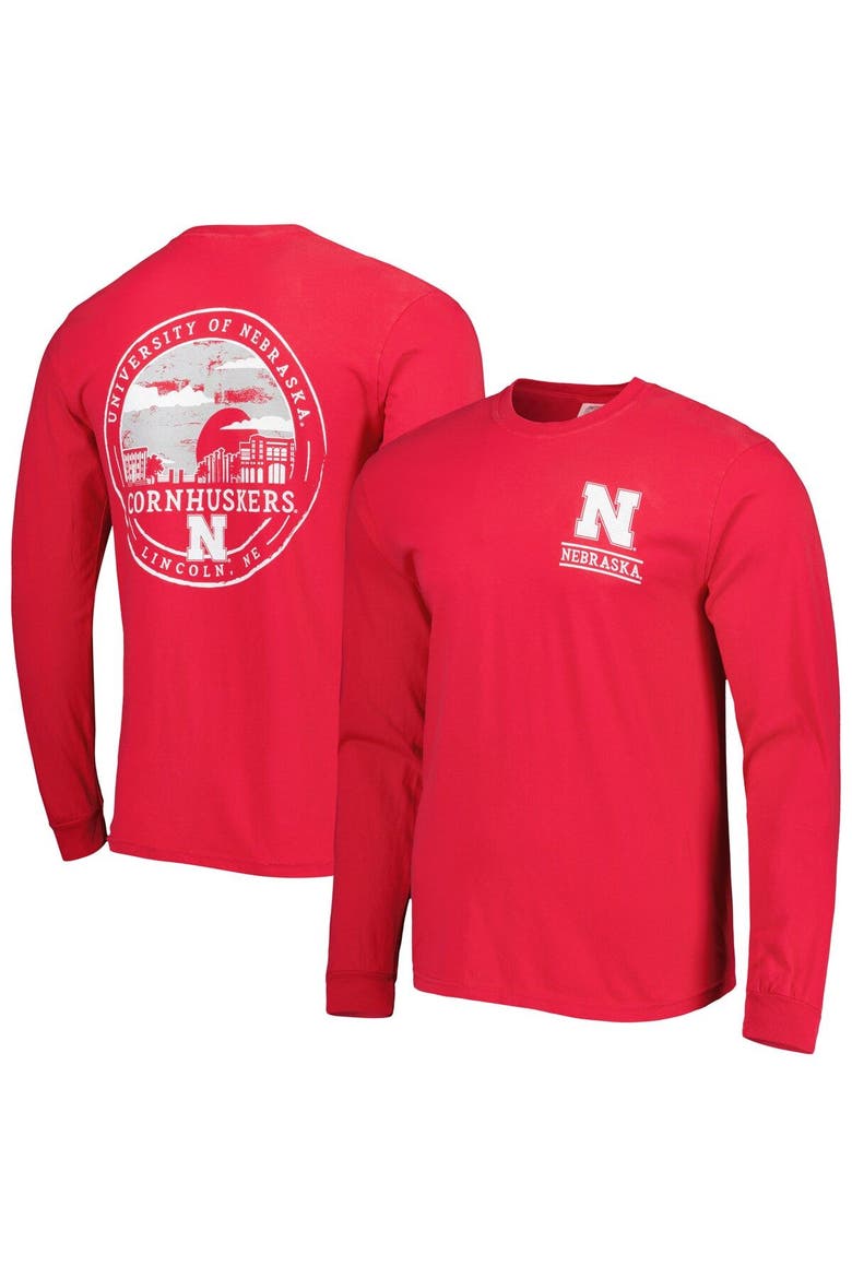 Men's Scarlet Nebraska Huskers Circle Campus Scene Long Sleeve T-Shirt, Main, color, Scarlet