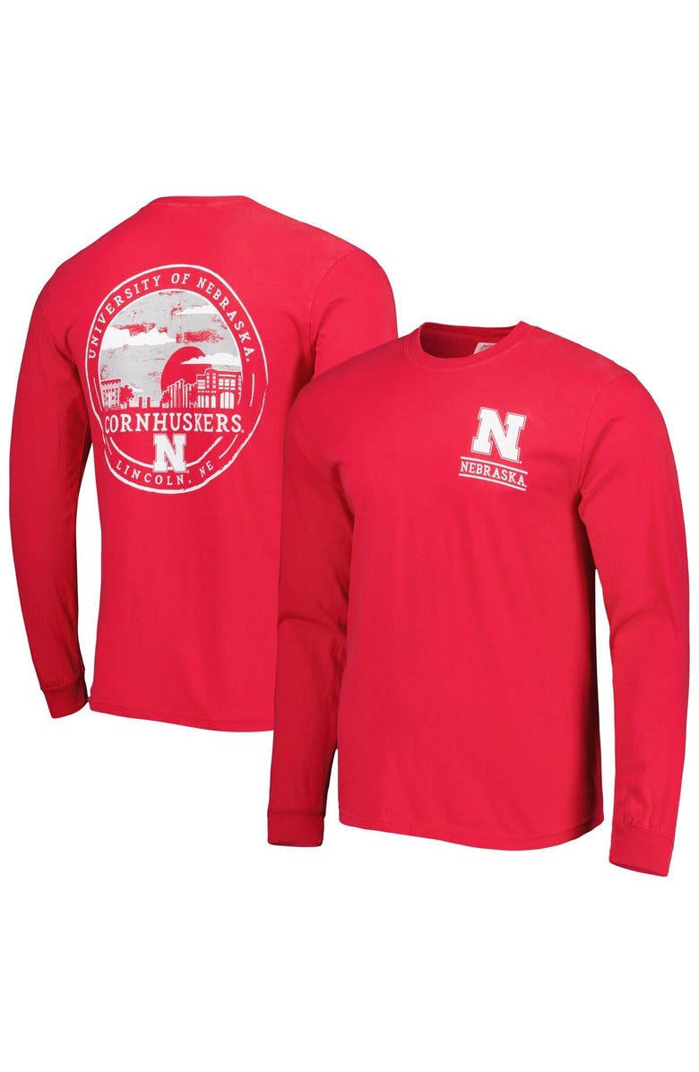IMAGE ONE Men's Scarlet Nebraska Huskers Circle Campus Scene Long Sleeve T-Shirt, Main, color, Scarlet