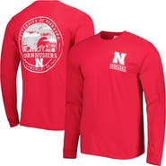 IMAGE ONE Men's Scarlet Nebraska Huskers Circle Campus Scene Long Sleeve T-Shirt