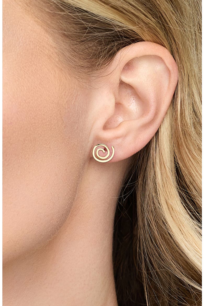 14K Gold Stud Earrings, Alternate, color, 14KY