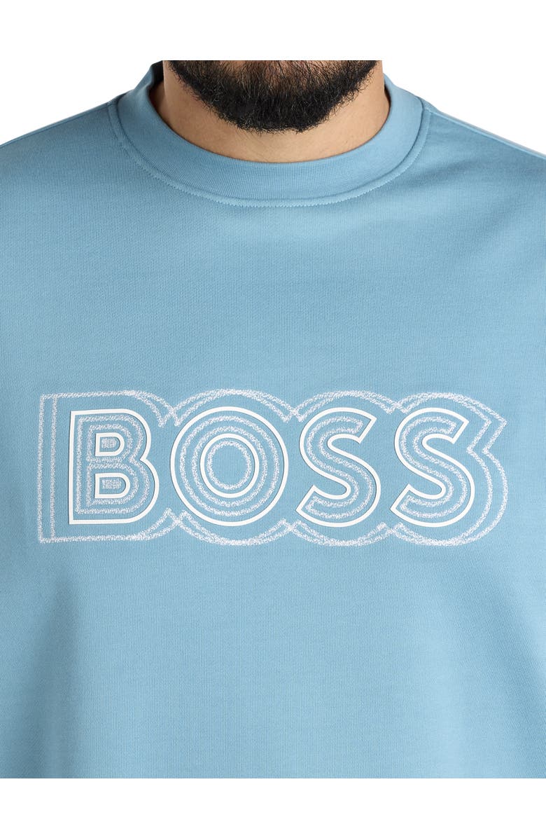 BOSS Big & Tall Soleri Crewneck Sweatshirt, Alternate, color, Pastel Blue
