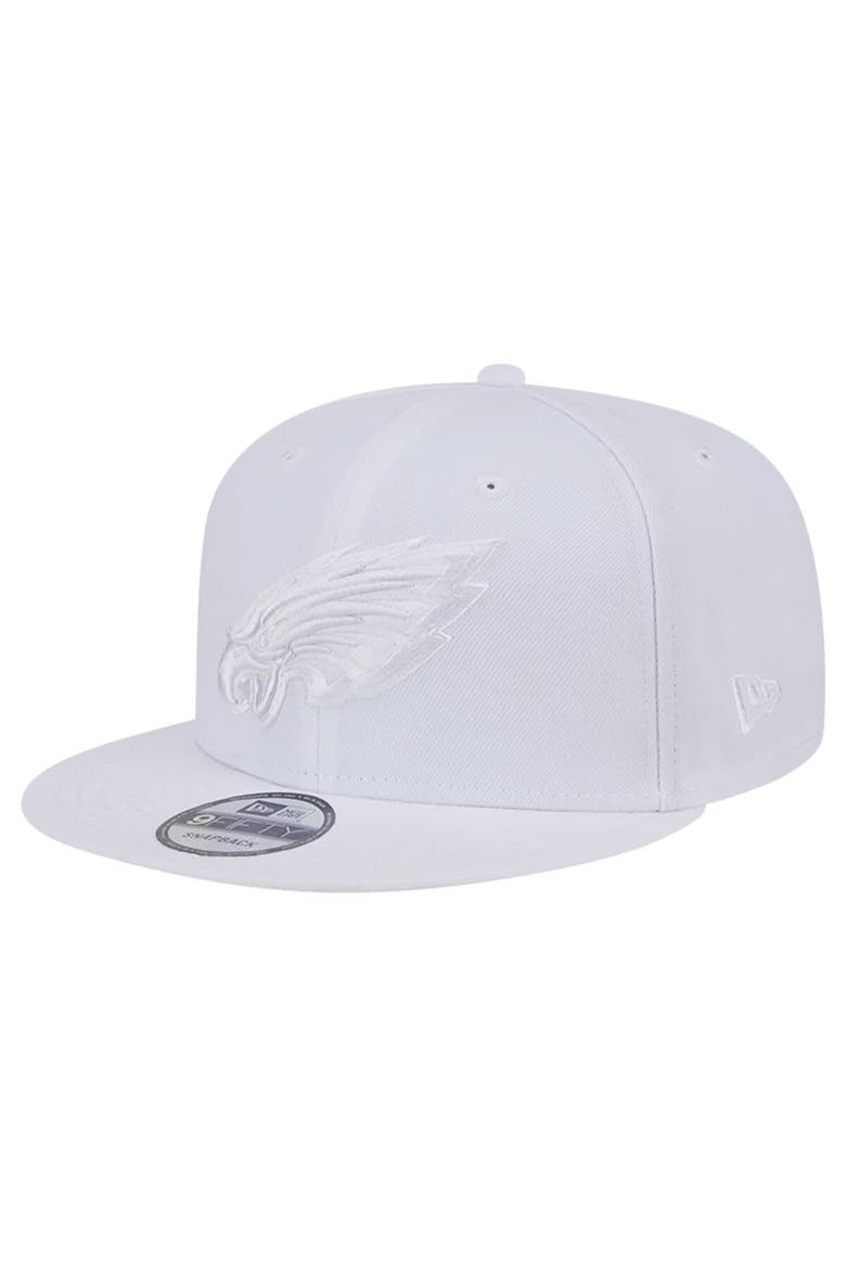 Men's New Era Philadelphia Eagles Main White on White 9FIFTY Snapback Hat, Main, color, White