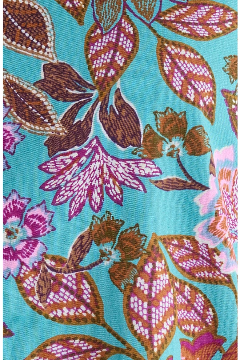 Staci Floral Bubble Hem Cotton Dress, Alternate, color, TEAL MULTI