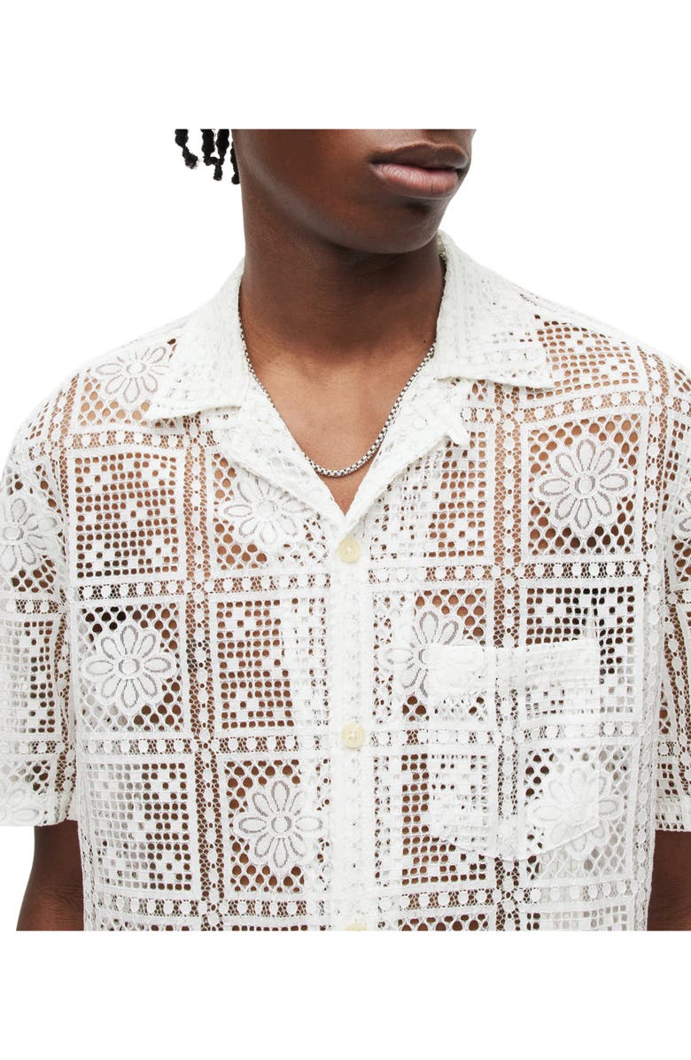 AllSaints Llonga Relaxed Fit Lace Camp Shirt, Alternate, color,