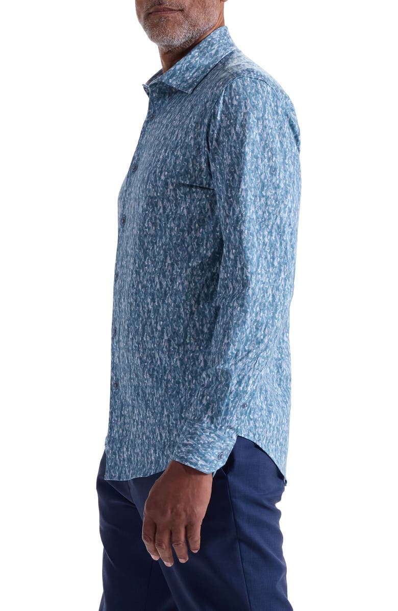 Bugatchi James OoohCotton<sup>®</sup> Print Button-Up Shirt, Alternate, color, Teal