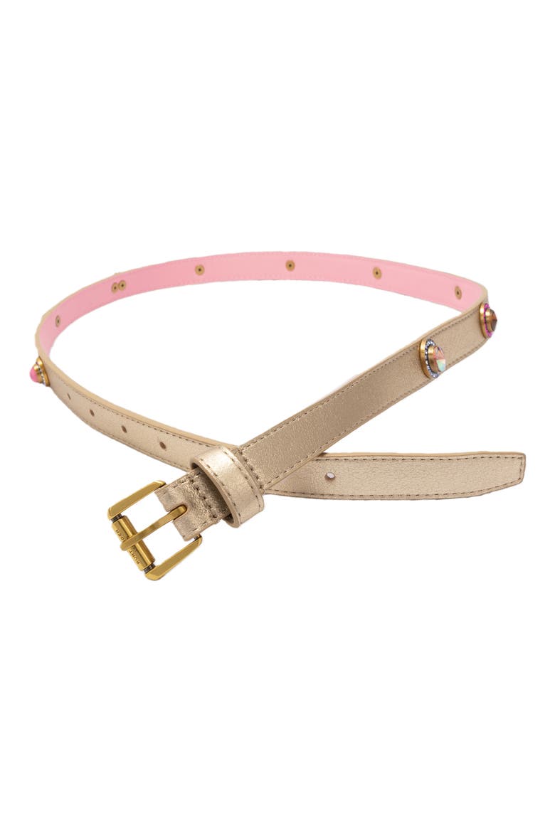 Octavia Embellished Metallic Leather Belt, Alternate, color, GOLD