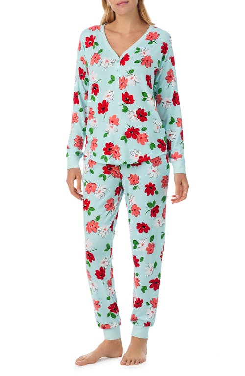 Kate Spade New York Print Henley Pajamas In Blue