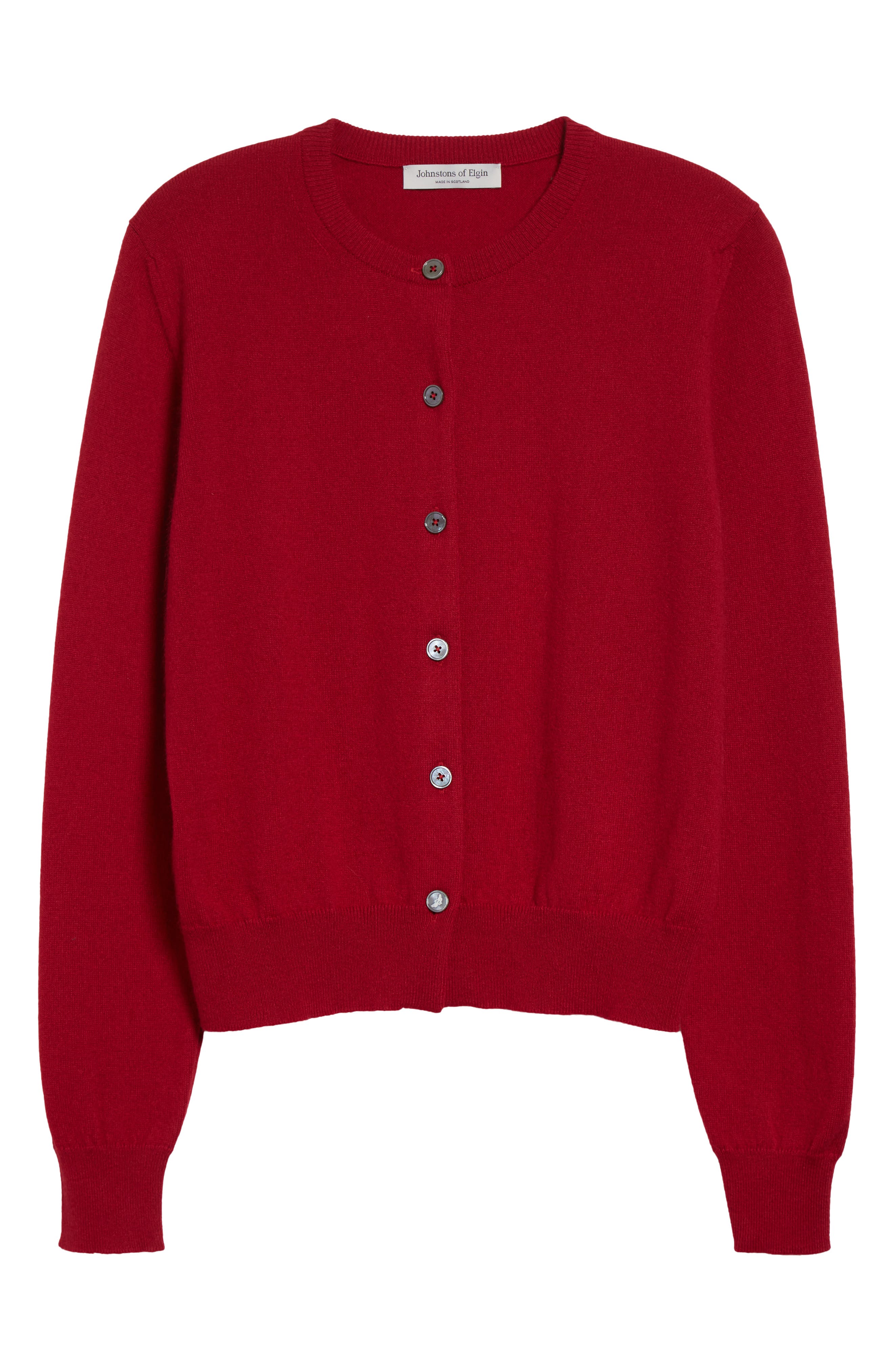 Johnstons Of Elgin Iris Cashmere Crewneck Cardigan In Red