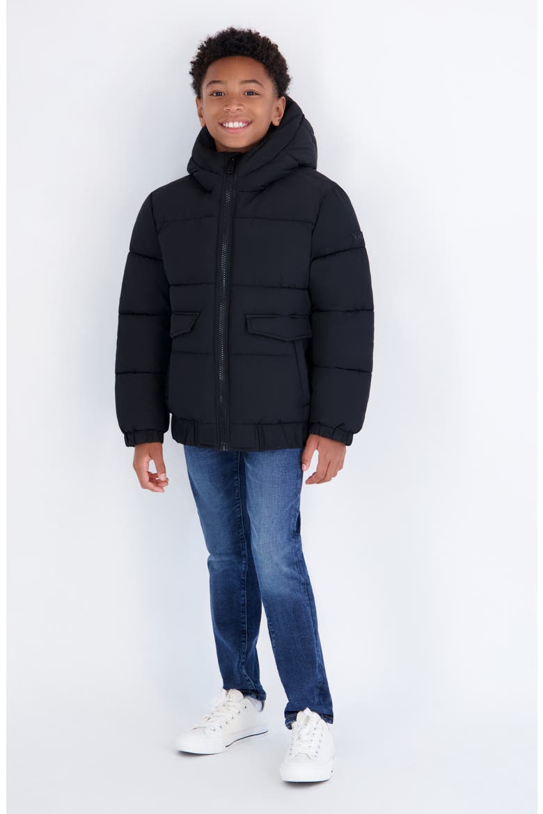 Kids' Ripstop Bomber Puffer Jacket, Main, color, BLACK