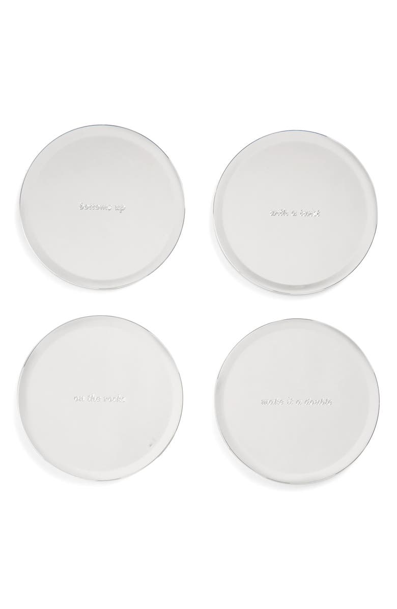 Kate Spade New York set of 4 silver street coasters, Main, color, 