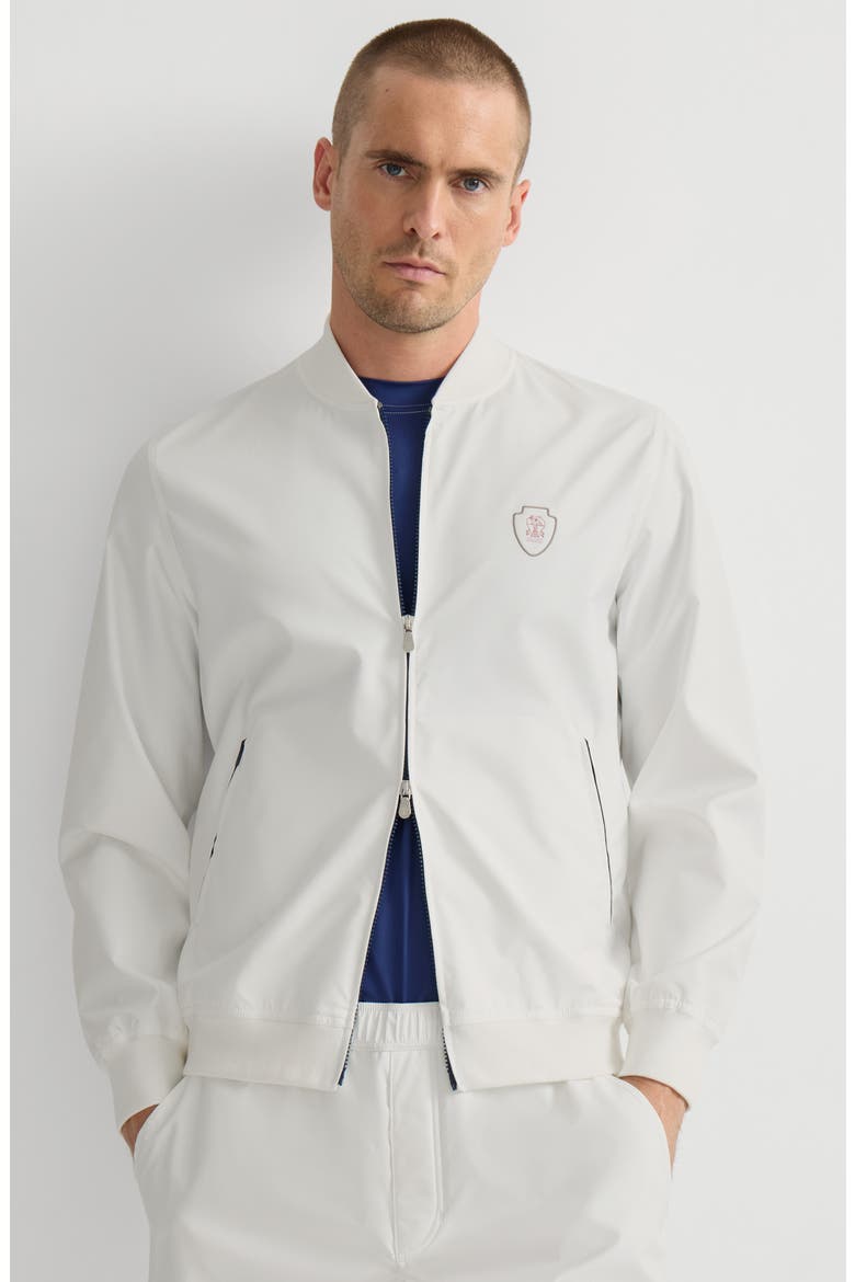 Nylon sweatshirt with logo and zipper, Alternate, color, White