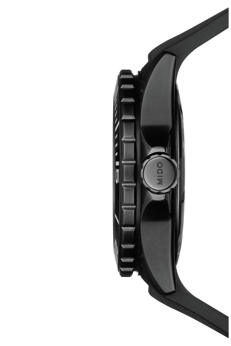 Ocean Star Diver 600 Automatic Rubber Strap Watch, 43.5mm, Alternate, color, BLACK/ SILVER