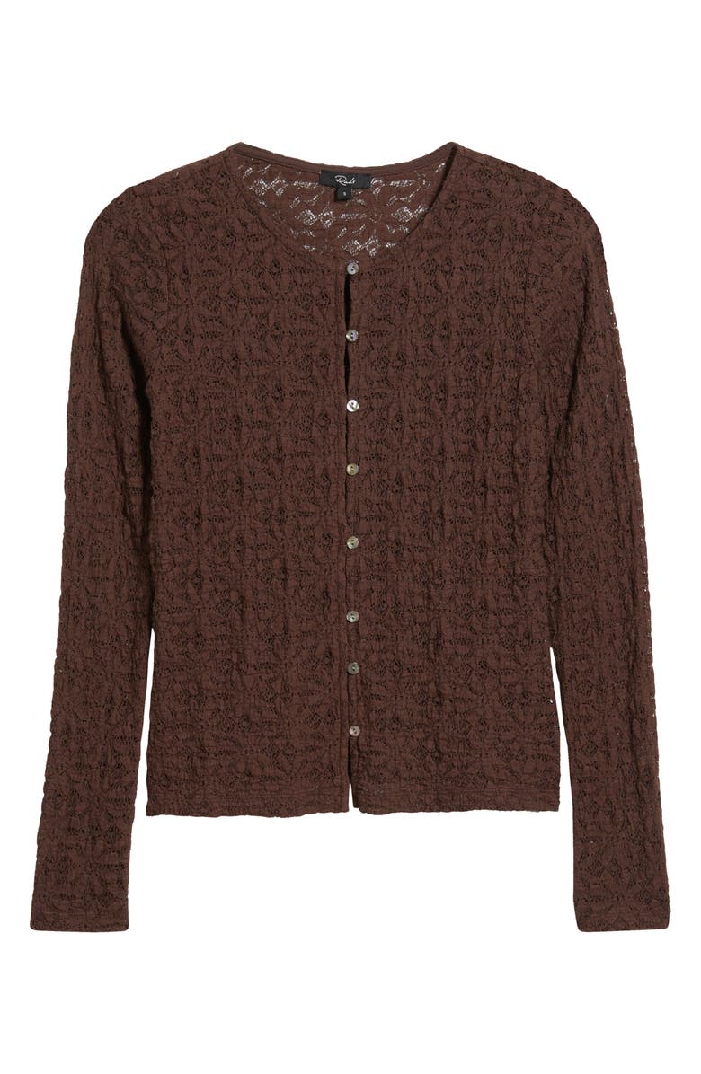 Rails Cyrah Stretch Lace Cardigan, Alternate, color, Walnut