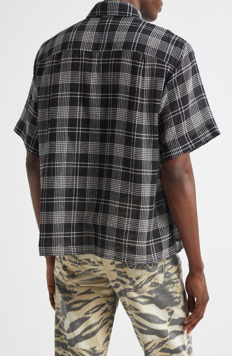 STOCKHOLM SURFBOARD CLUB Jerry Plaid Short Sleeve Button-Up Shirt, Alternate, color, Black Check