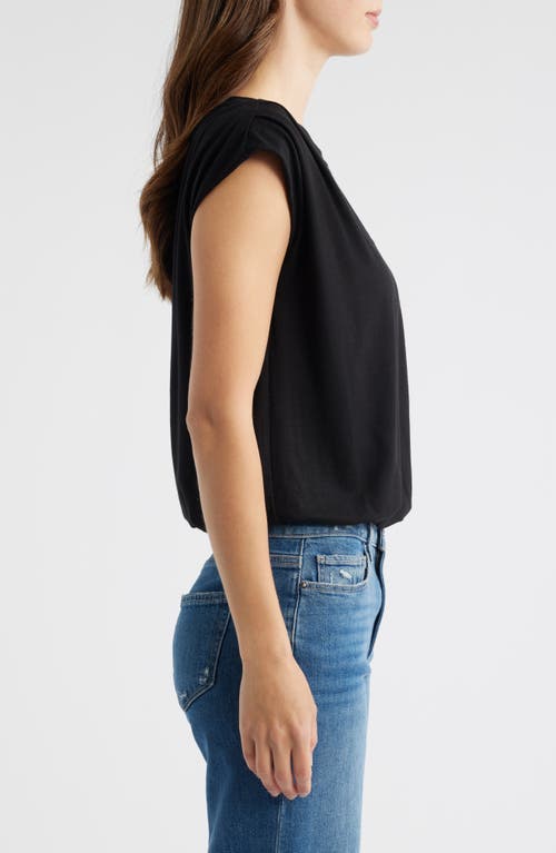 Wit & Wisdom Pleated Cap Sleeve T-shirt In Black
