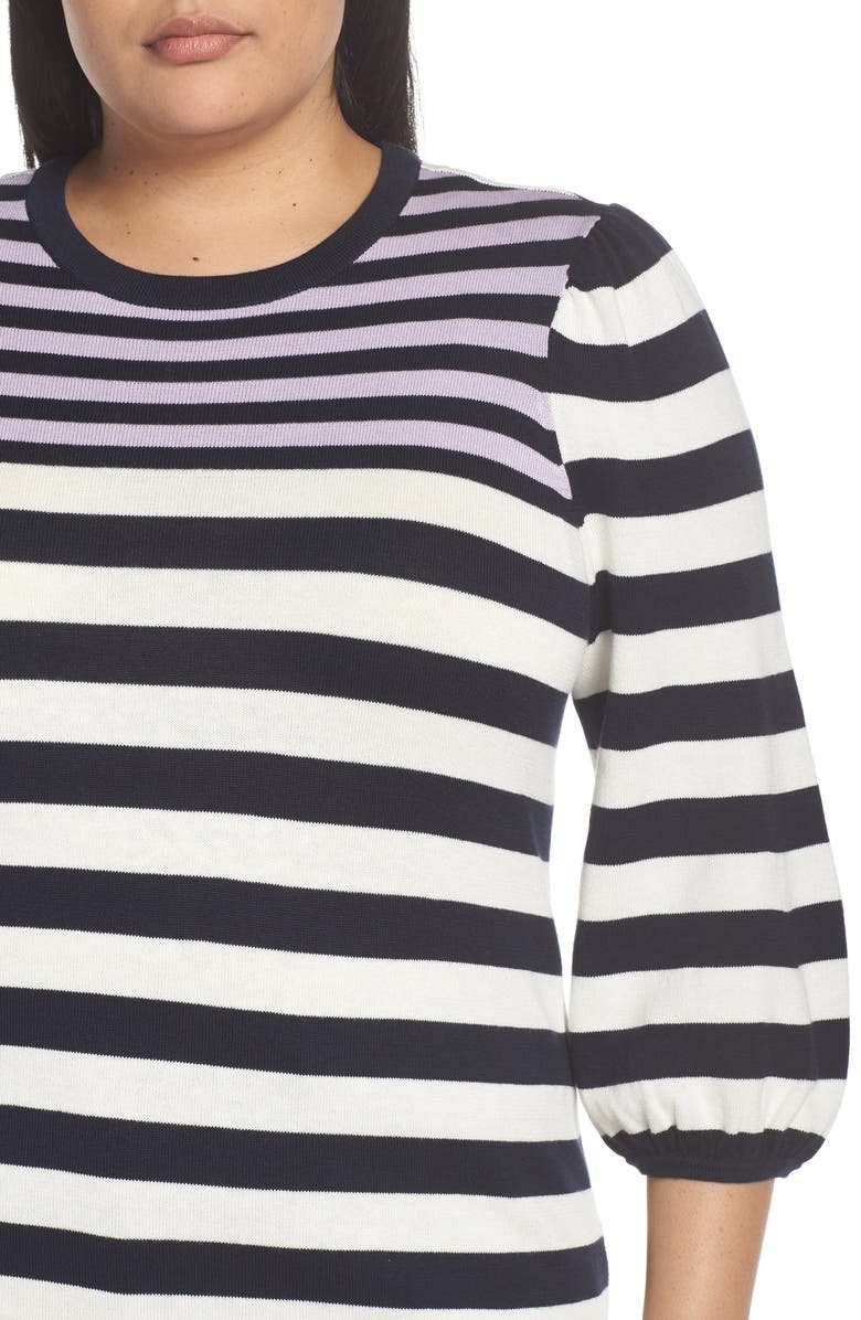 CeCe Stripe Blouson Sleeve Sweater, Alternate, color,