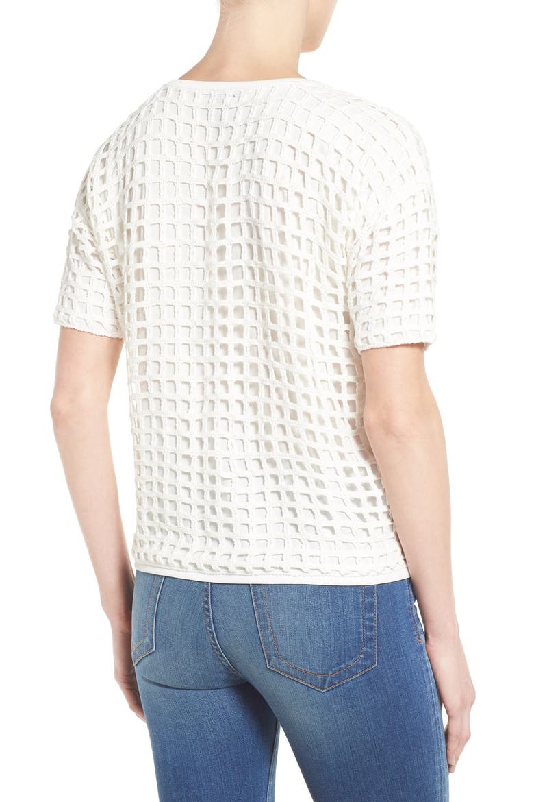 Short Sleeve Crochet Top, Alternate, color, IVORY