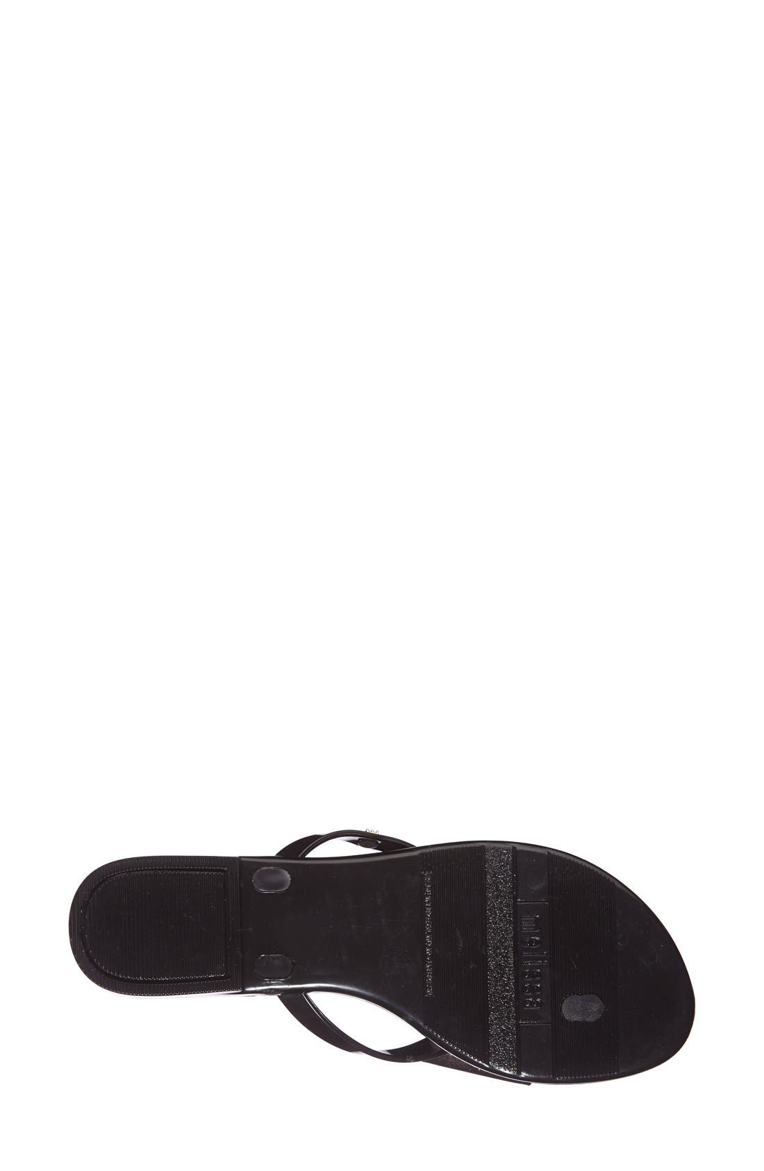 'Harmonic Bow' Jelly Thong Sandal, Alternate, color, BLACK