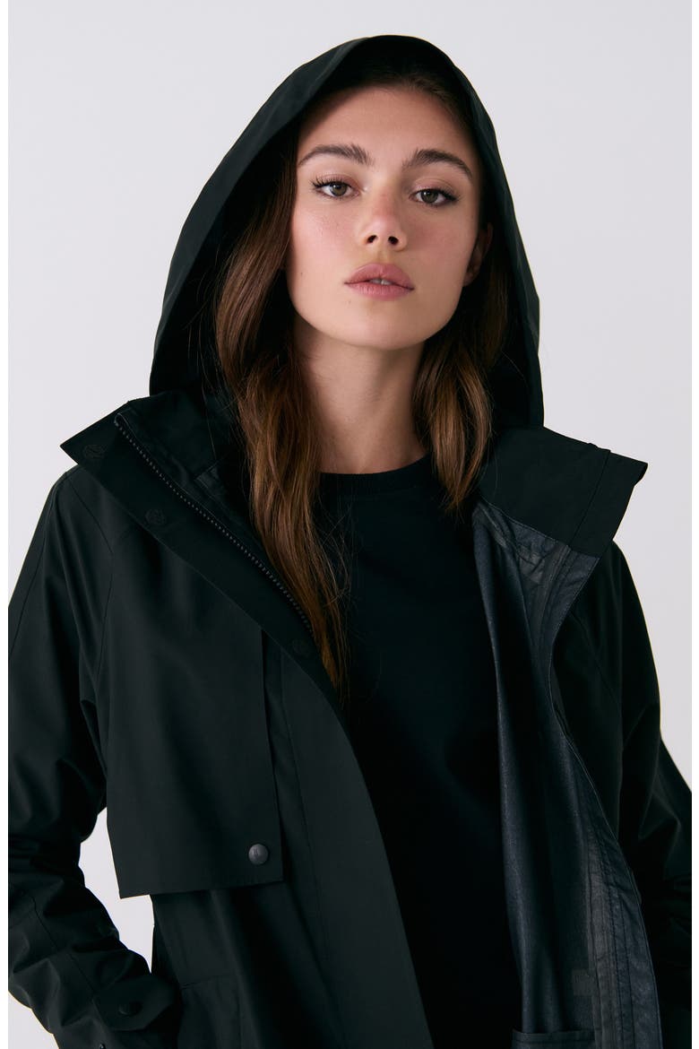 Aliz Waterproof Trench Coat, Alternate, color, BLACK