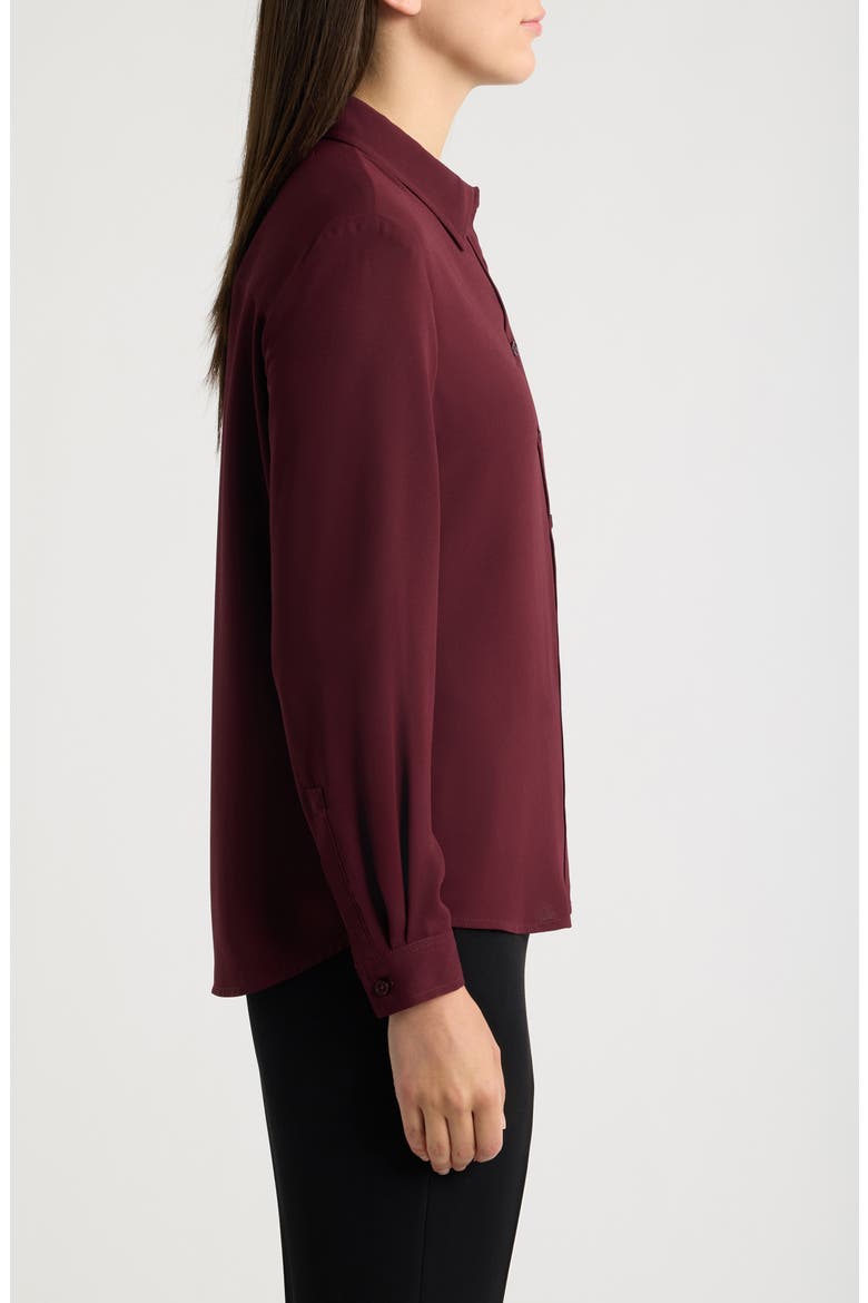 Petite Long Sleeve Clean Front Shirt, Alternate, color, BAROLO