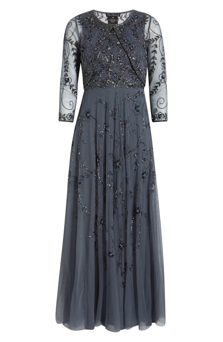 Pisarro Nights Embellished Cocktail Dress with Open Front Jacket, Alternate, color, Smoke 021