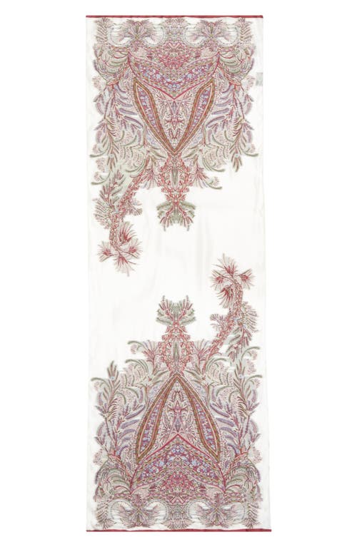 Etro Tosca Paisley Silk Blend Scarf In White