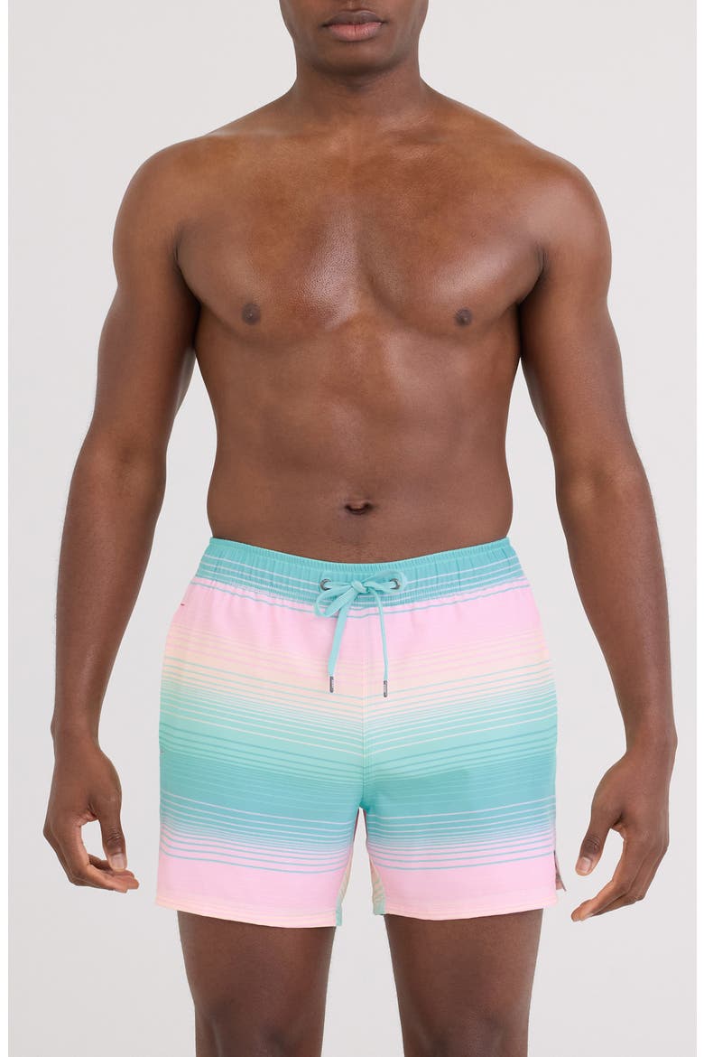 Oh Buoy 2N1 5-Inch Volley Swim Trunks, Main, color, HAZY STRIPE-AQUA
