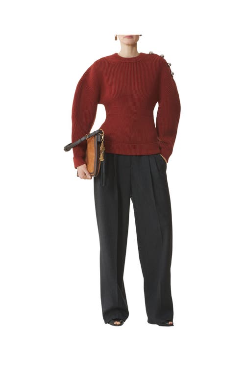 Lanvin Button-embellished Ribbed Sweater In Red