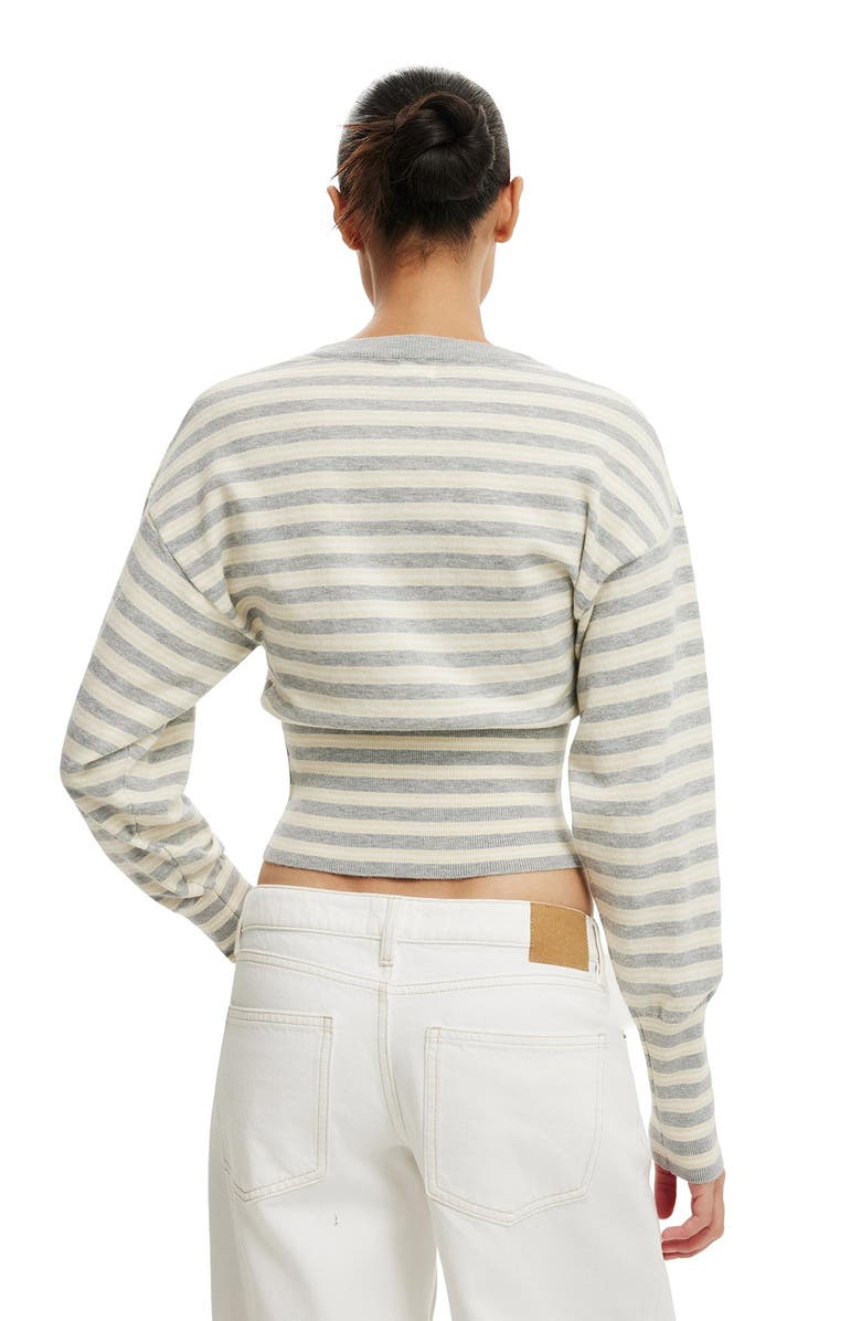 Cotton On Women's Sara Button Cardigan, Alternate, color, Grey Marle Butter Stripe