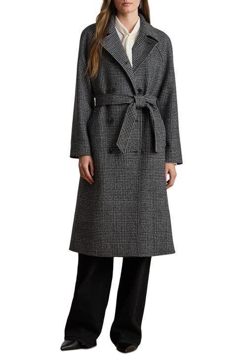 Plaid Belted Double Breasted Coat
