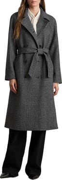 Lauren Ralph Lauren Plaid Belted Double Breasted Coat