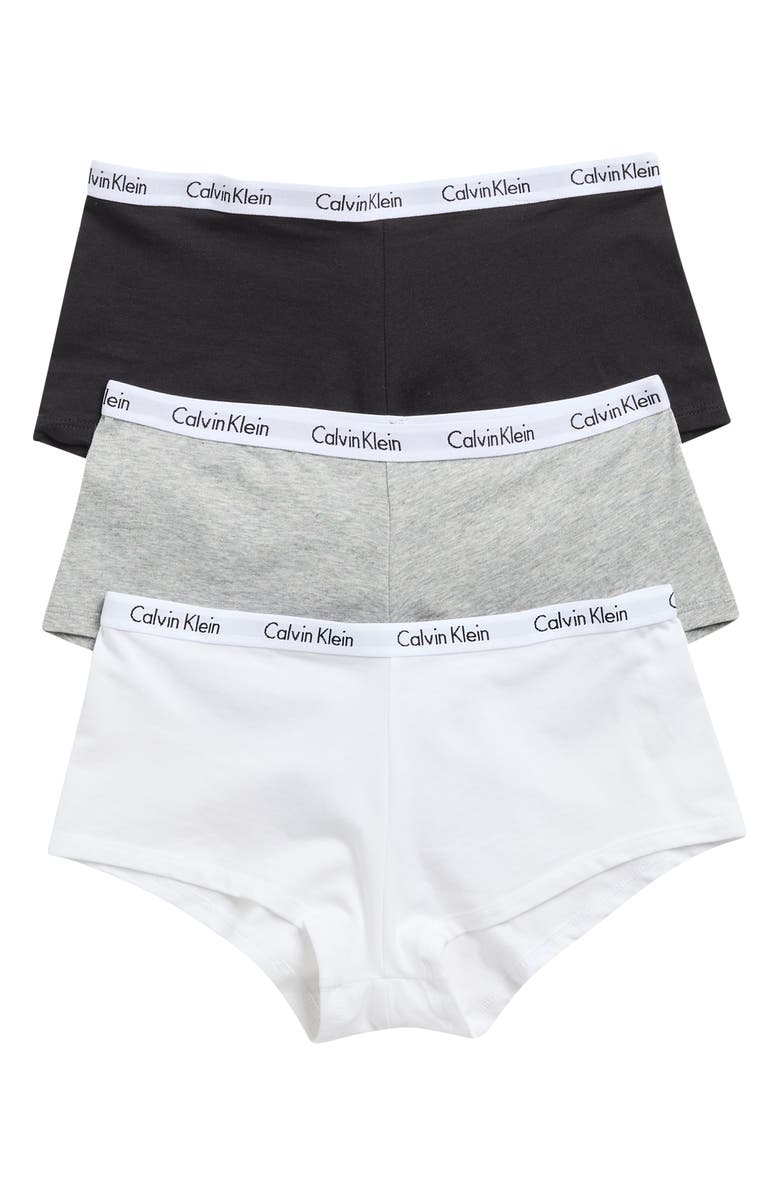 Calvin Klein Assorted 3-Pack Boyshorts, Main, color, Black/ White/ Grey Heather