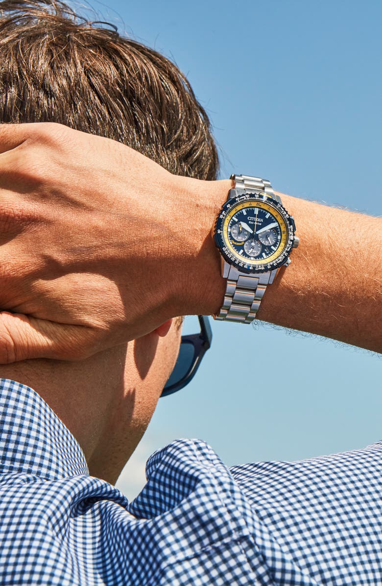 Citizen Promaster Navihawk Blue Angels Eco-Drive Chronograph Bracelet Watch, 40mm, Alternate, color, Silver-Tone