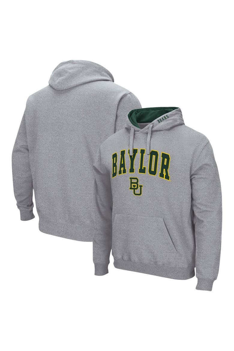 Men's Colosseum Heather Gray Baylor Bears Arch & Logo 3.0 Pullover Hoodie, Main, color, Heather Gray