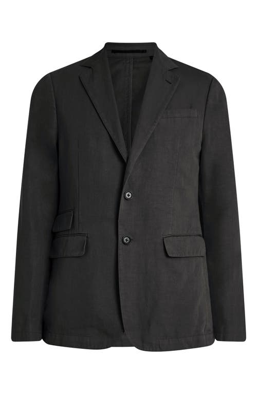 Allsaints Sainte Linen Blend Garment Washed Blazer In Licorice Black