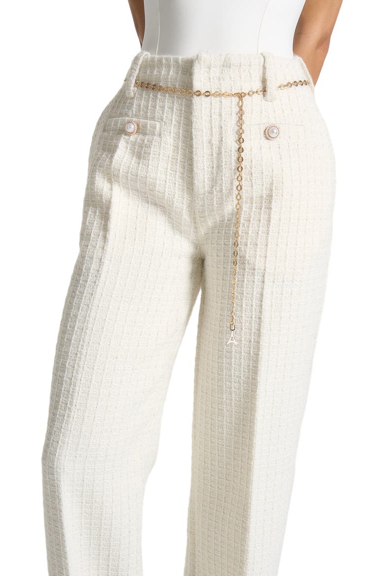 Nathalie Tweed Trousers with Belt, Alternate, color, Cream