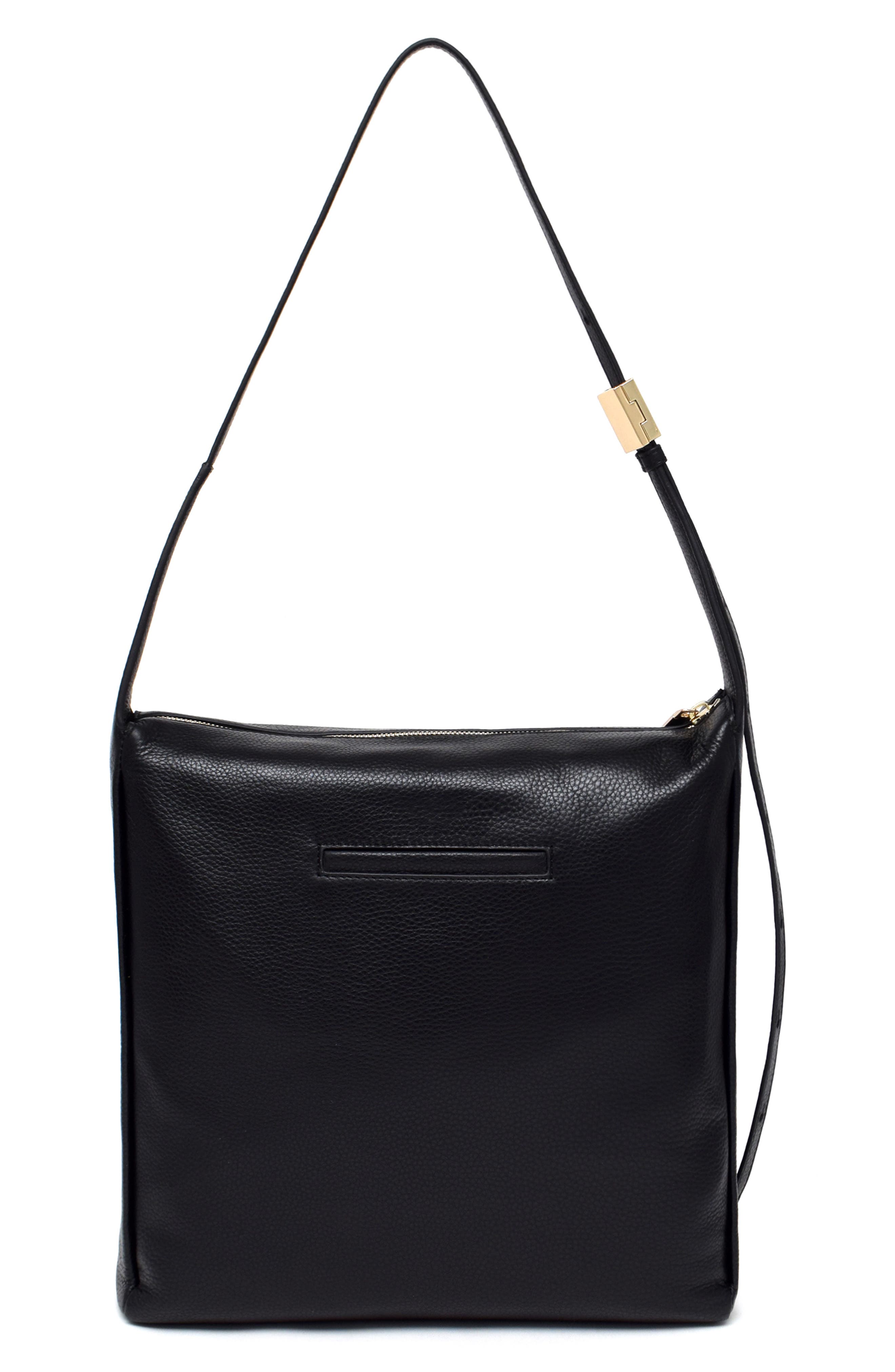 Thacker Dalia Pebbled Leather Crossbody Bag, Alternate, color, Black