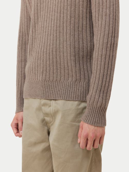 Gobi Mongolian Cashmere Organic Color Textured Knit Cashmere Sweater In Taupe