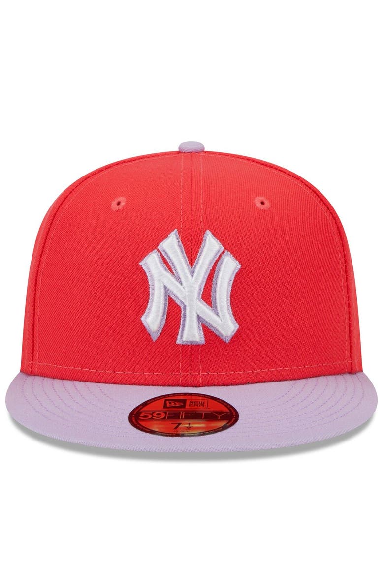 New Era Men's New Era Red/Lavender New York Yankees Spring Color Two-Tone 59FIFTY Fitted Hat, Alternate, color, Red