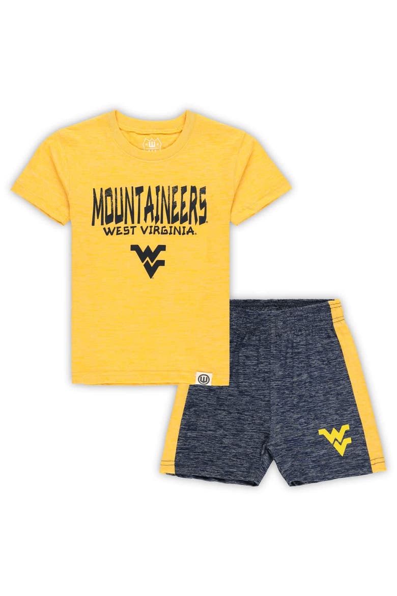 Toddler Wes & Willy West Virginia Mountaineers Cloudy Yarn T-Shirt & Shorts Set, Main, color, Gold