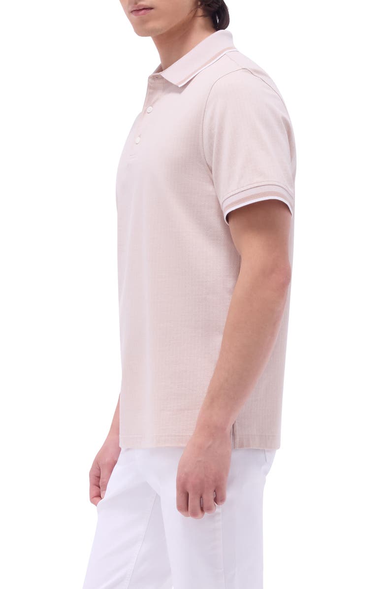 Bugatchi Speckled Bird's Eye Cotton Polo, Alternate, color, Sand