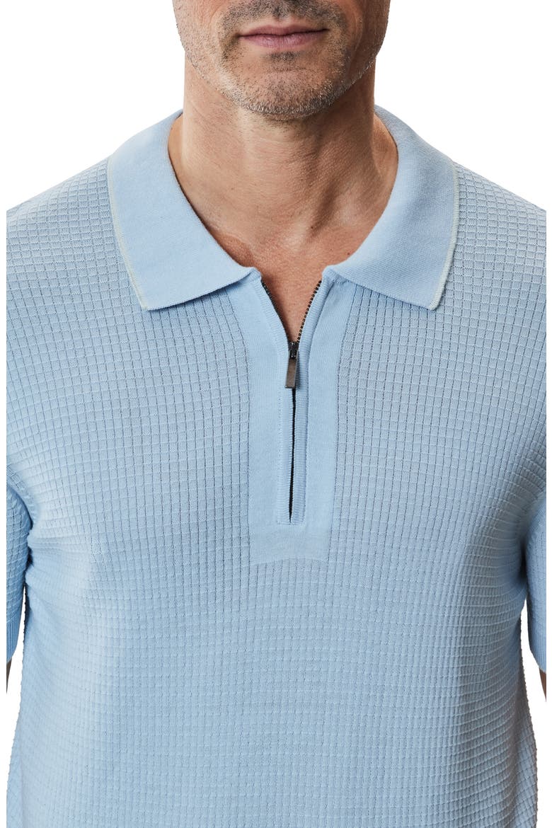 Denton Short Sleeve Zip Organic Cotton Sweater Polo, Alternate, color, PALE BLUE