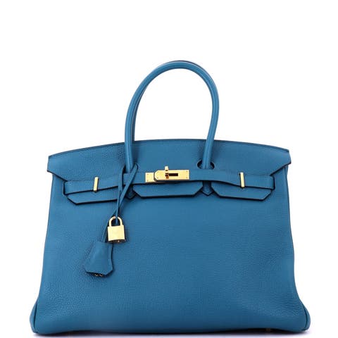 Birkin Handbag Blue Togo with Gold Hardware 35