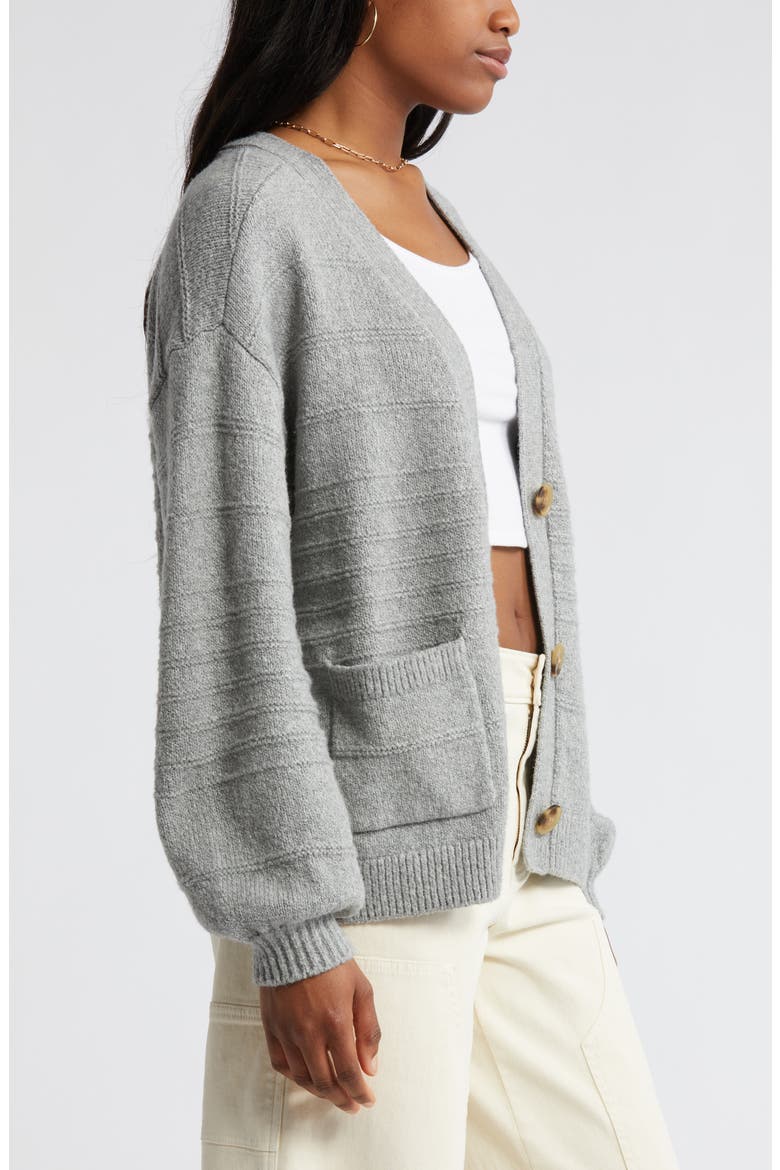 Everyday V-Neck Cotton Blend Cardigan, Alternate, color, GREY HEATHER