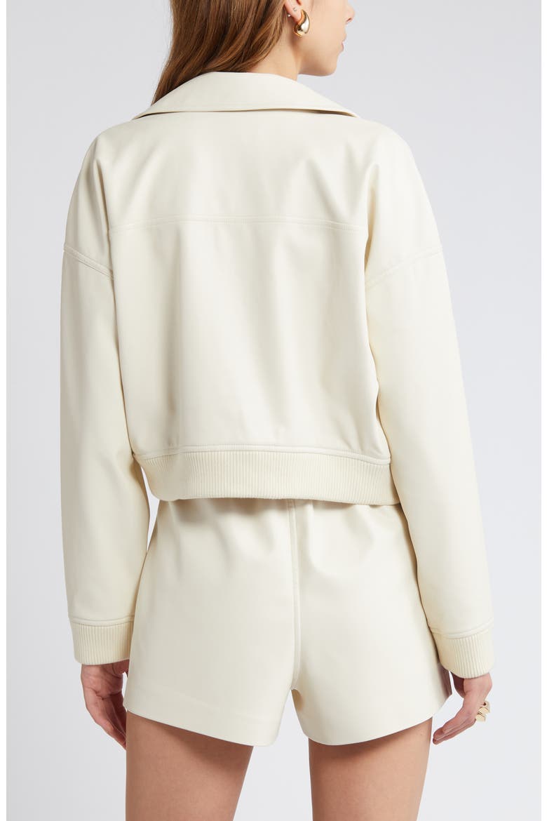 Faux Leather Crop Bomber Jacket, Alternate, color, IVORY DOVE